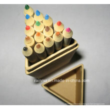 Crayon de couleur papier Kraft avec règle de bois en tube de papier triangle
